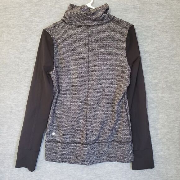 Lululemon Jacket Womens Medium Gray Black Active Yoga Two Tone Full Zip - Picture 9 of 11
